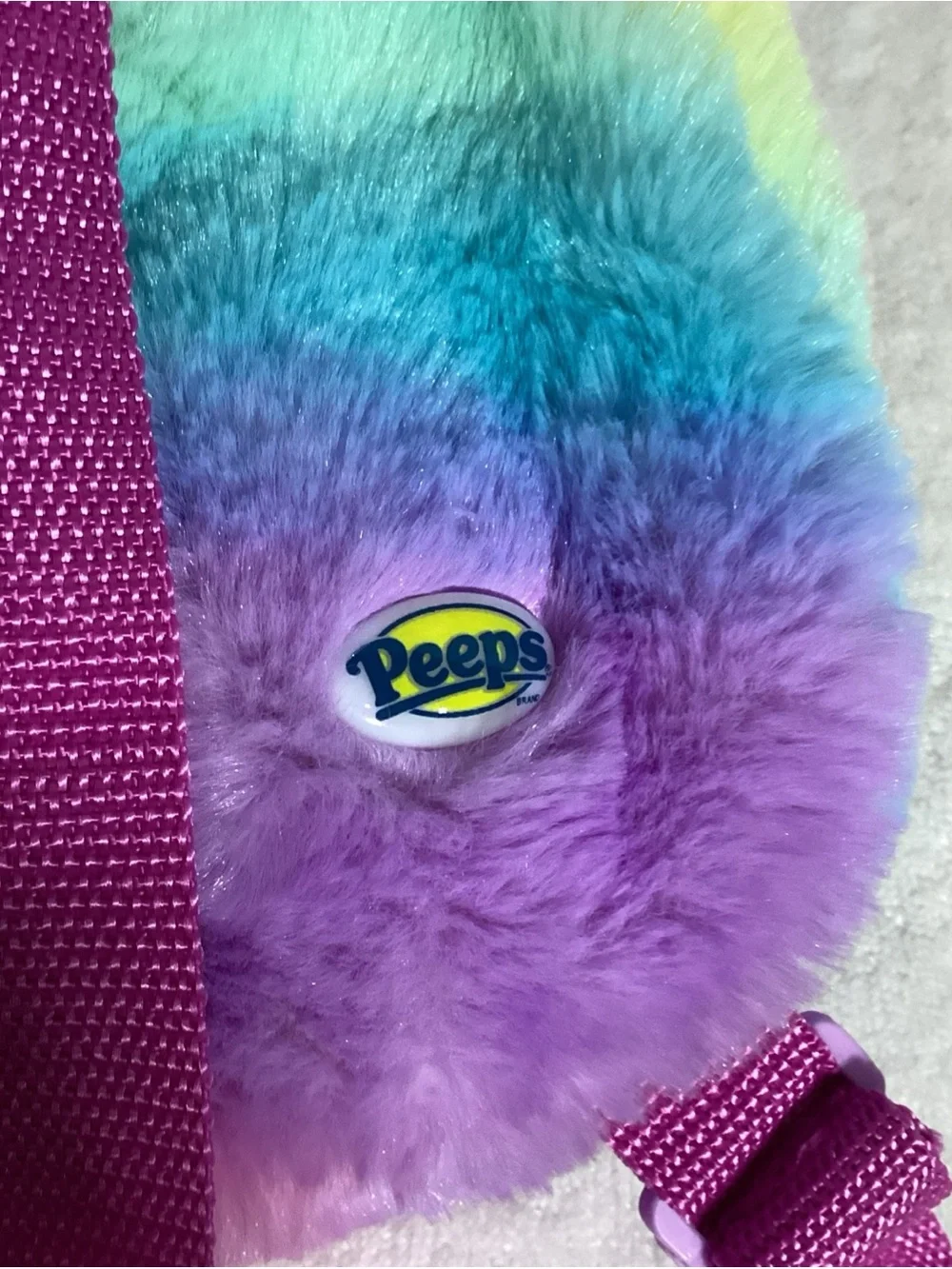Peeps 16” Rainbow Tie Dye Zipper Plush Backpack NEW Super Cute